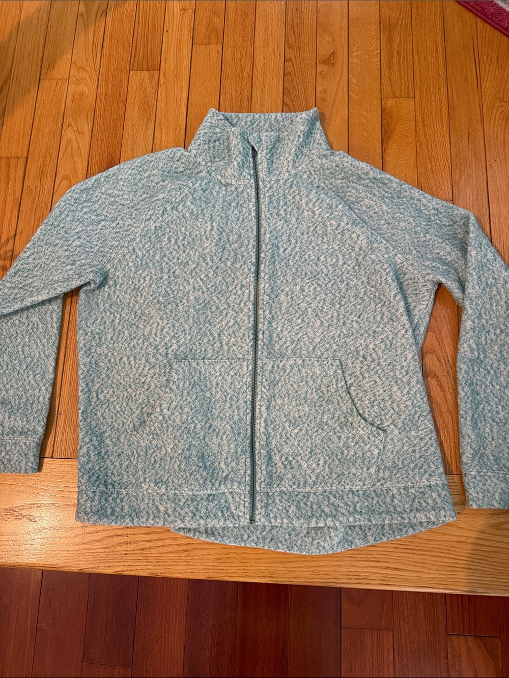 L.L. Bean Heathered Light Blue/Green Full-Zip Sweater Jacket